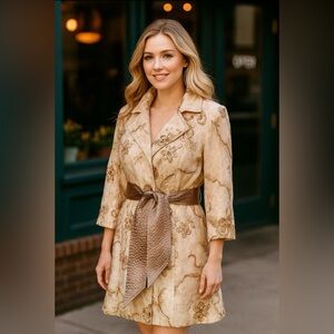 Heart Moon Star Vintage Y2K Beaded Embroidered Embellished Gold Beige Trench M